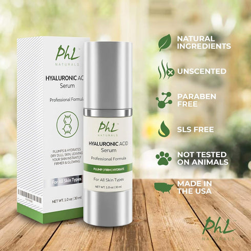 Hyaluronic Acid Serum for Face - Pure Anti-Aging Serum with Vitamin C and E, Intense Hydration Booster, Non-Greasy,