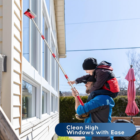 DSV Standard Window Squeegee, 2-in-1 Window Cleaner with 55" Extension Poles, Multi-Use Car Windshield Cleaning Tool