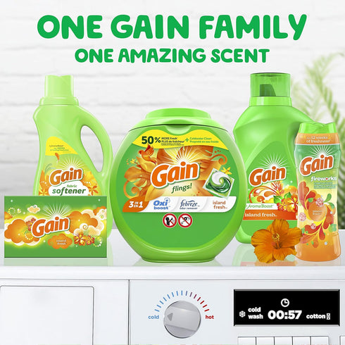 Gain Flings Liquid Laundry Detergent - Island Fresh Scent, 112 Count, HE Compatible