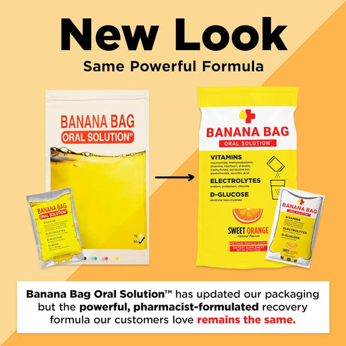 Banana Bag Oral Solution, Sweet Orange (5-Pack), Pharmacist Formulated Electrolyte Vitamin Recovery Drink
