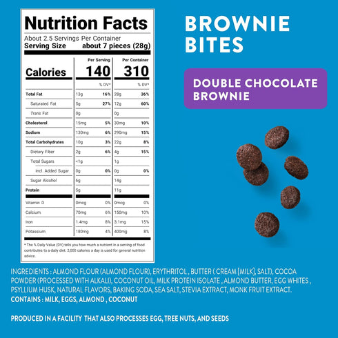 HighKey Low Carb Keto Brownie Bites, Sugar Free Chocolate Protein Cookies, Gluten Free Snack, Keto Friendly Food, 3pk