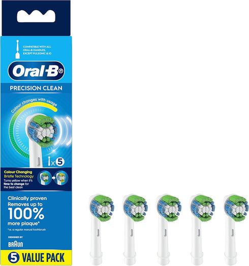 Braun Oral-B Precision Clean Electric Toothbrush Heads, Pack of 5, Suitable for All Oral-B Rotary Brushes