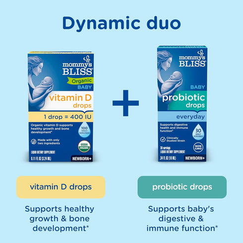 Mommy's D3 0.11 Oz (100 Pack 2 Bliss Organic Baby Vitamin D Drops | Infant Vitamin Drops Promote Healthy Growth
