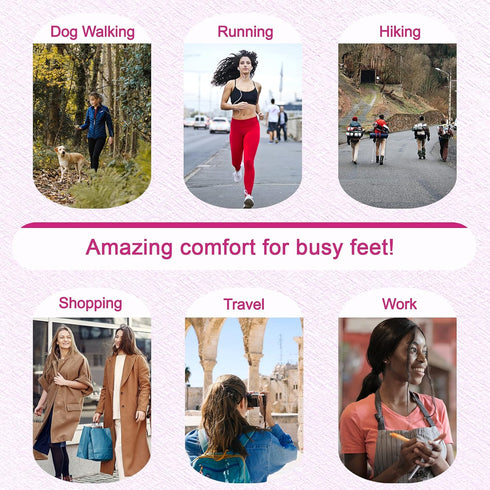 Memory Foam Insoles for Women, Replacement Shoe Inserts for Work Boot, Running Shoes, Comfort Inner Soles Pink US 7