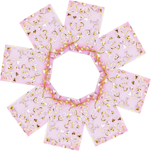 100PCS Heart Printed Organza Bags - Gift Jewelry Candy Bags for Wedding Valentine's Day 5x7Inch