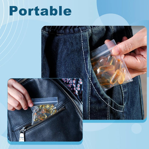 200 Packs 6 mil Pill Bags, Sturdy 3x2.75 inch Clear Pouches for Travel, Small Plastic Bags for Pill Organizer