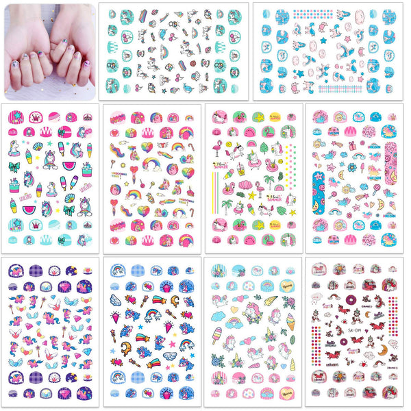 HOWAF 560+ Designs Unicorn 3D Nail Art Stickers Decals - Multicolor Cartoon Unicorn Nail Sticker for Manicure Tip