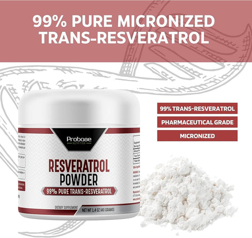 Pure Pharmaceutical Grade Trans-Resveratrol Powder, 1000mg Micronized Vegan Supplement for Healthy Aging