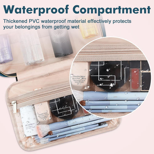Wedama Medium Toiletry Bag for Women, Hanging Waterproof Makeup Bag for Travel, Dark Blue