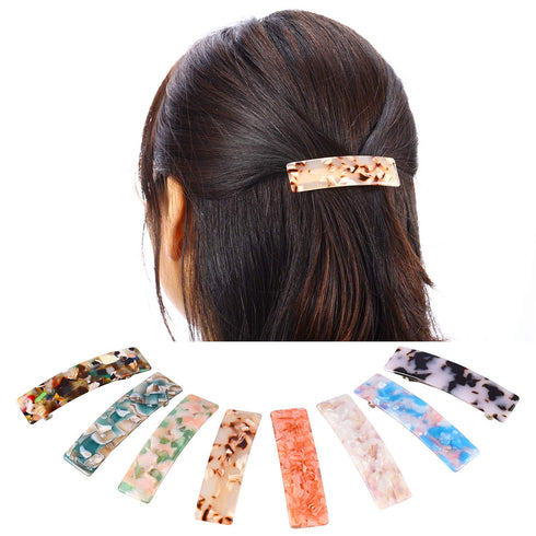 WILLBOND 8 Pieces Tortoise Shell Hair Barrettes, Automatic Cellulose Acetate Medium French Design Snap Clip