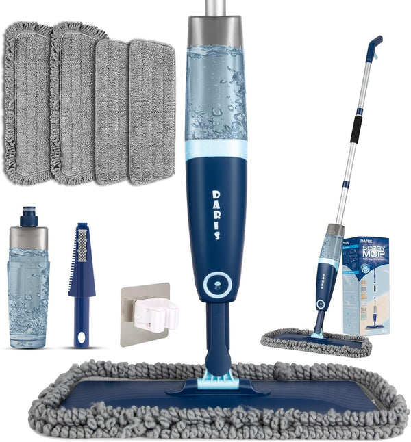 DARIS Spray Mop for Floor Cleaning, Microfiber Mop for Wet and Dry Use, 52.3in Long Pole, 20 FL.OZ. Capacity