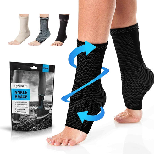 POWERLIX Legs Orthopedic Brace Compression Support Sleeve (Pair) for Swelling, Sprain, Plantar