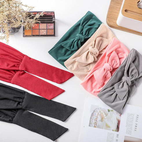 WILLBOND 6 Pieces Adjustable Wide Headbands for Women, Knotted African Hairband, Non Slip Floral Yoga Hairbands