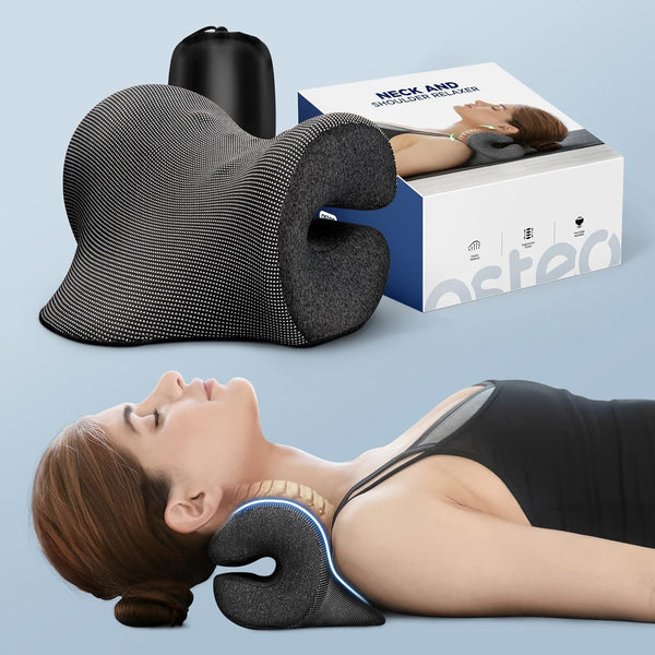 Osteo Neck Stretcher with Magnetic Therapy Cover, Pain Relief Cervical Traction Device, Gentle/Strong Modes for Neck