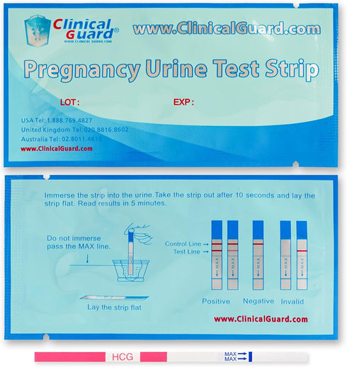 Clinical Guard 50 Pregnancy Test Strips - Sensitive & Accurate Measurement, Easy Home Tests