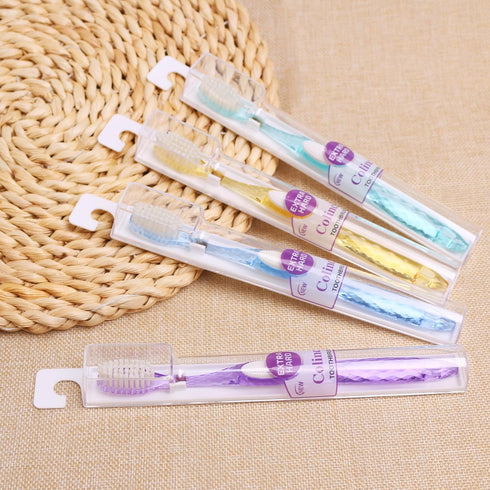 Firm Toothbrush - Extra Hard Bristle for Adult Smokers, Multicolor Transparent Travel Kit, 12 Pack