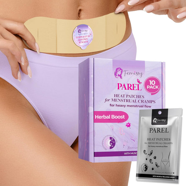 Herbal Heat Patches for Menstrual Cramp Relief - 10 Pack Heavy Flow, 8 Hours Adjustable Heat with Botanicals