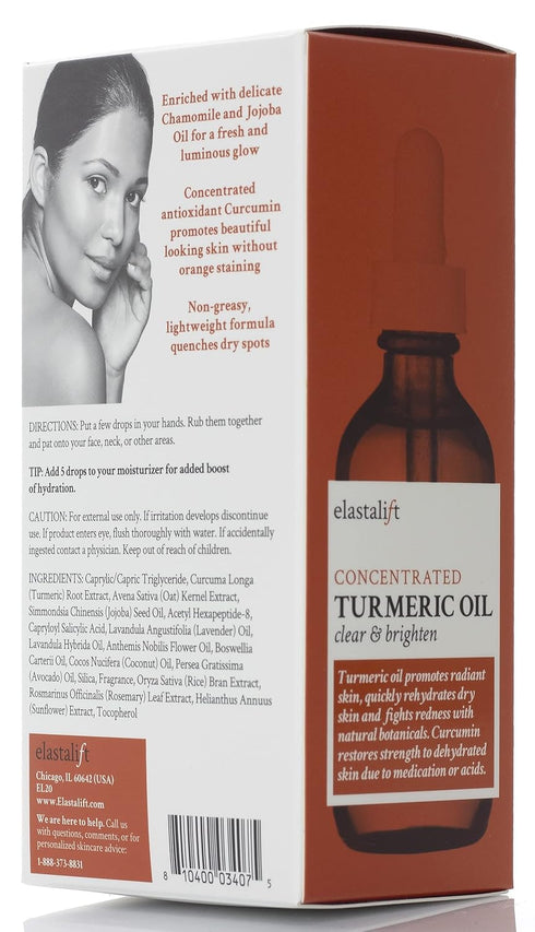 Elastalift Turmeric Oil Facial Serum for Face, Antioxidant Moisturizer with Rose Extract & Jojoba Oil for Dry Skin (1.8