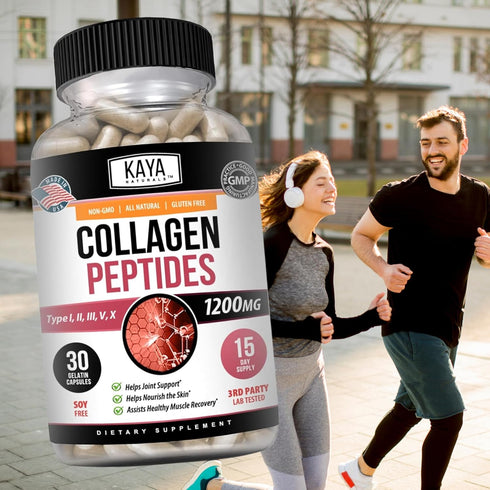 Kaya Naturals Multi Collagen Peptides Complex Powder - 30 Capsules for Hair, Skin, Nails & Anti-Aging.