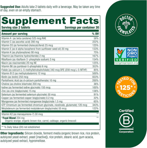 MegaFood Men's 40+ Advanced Multivitamin for Men, Dr-Formulated with Choline, Vitamin B, C, D, Zinc - 60 Tabs