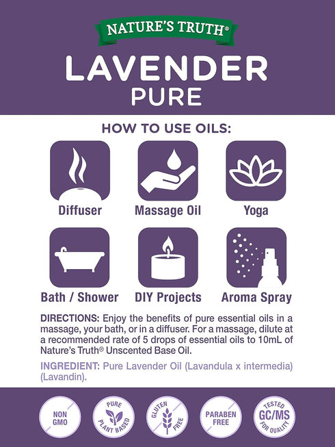 Nature's Truth Aromatherapy Pure Essential Oil, Lavender, 0.51 Fluid Ounce