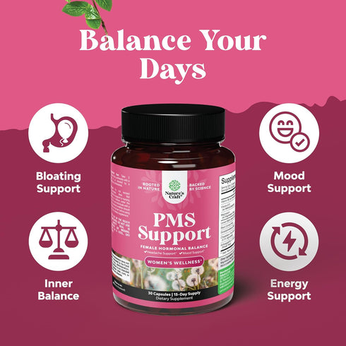 Advanced PMS Support Supplement for Women, 30 Capsules, Multibenefit Relief for Low Energy & Period Cramps