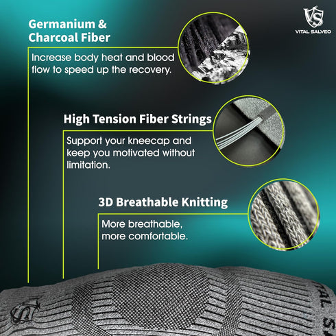 Vital Salveo Knee Compression Sleeve, Light Grey (1PC) XX-Large - S-Support Pain Relief for Men and Women
