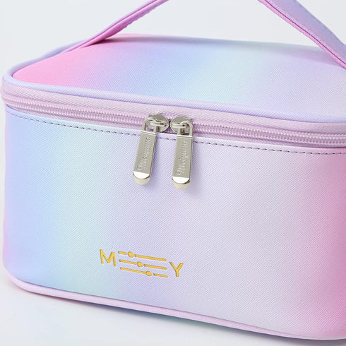 Small Gradient Makeup Bag for Ladies, Cute Pink Purple Blue Green Waterproof Zipper Pouch Makeup Organizer (Rainbow