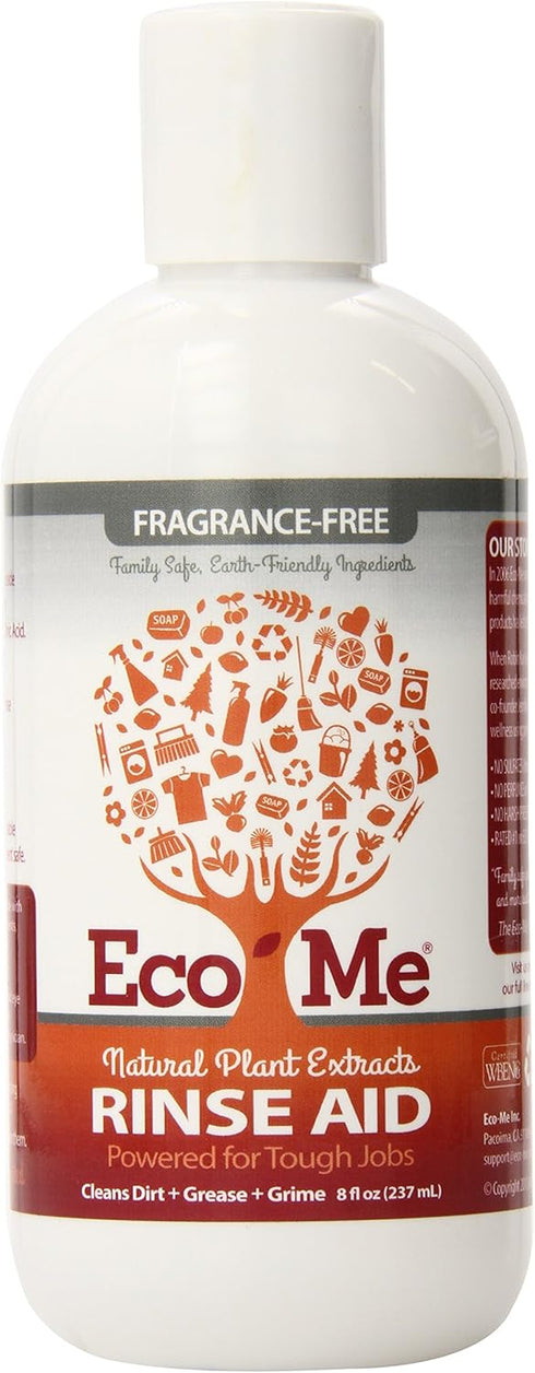 Eco-me Auto Dish Rinse Aid, Clear, Fragrance Free, 8 Fl Oz