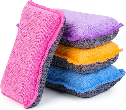 UPSTAR Kitchen Sponges - Microfiber Cleaning Scrubber, Non-Scratch Scrubbies for Dishwashing and Bathroom, Size L Pack