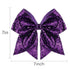 Large 7 Inch Glitter Bow Clip, Sequin Bling Party Hair Accessories for Women, Teens, Girls, Kids (Dark Purple)