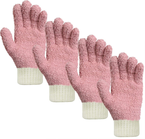 MIG4U Reusable Lint-Free Pink Microfiber Dusting Gloves, 2 Pairs S/M for House Cleaning, Blinds, Windows