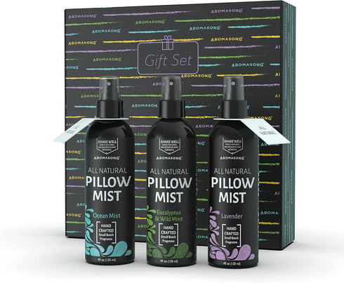 Aromasong All Natural Pillow Spray for Deep Sleep- Holiday Gift Pack of