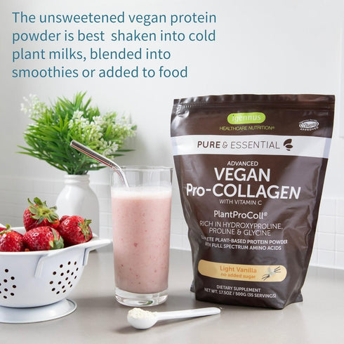 Advanced Vegan Vanilla Collagen Peptide Powder | Enhanced with Glycine, Proline & Vitamin C | 35 Servings