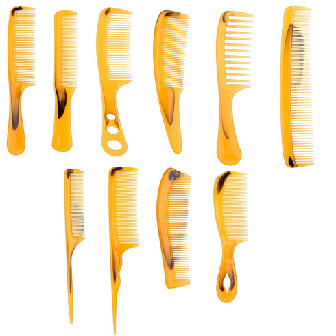 Kare & Kind 10 pcs Plastic Combs, Fine, Coarse, Wide Toothed, All-Purpose for Hairstyling and Grooming