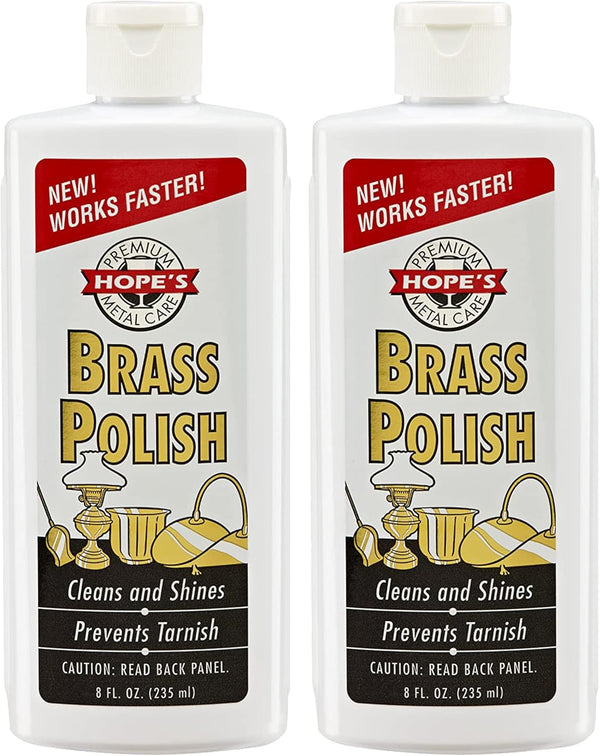 HOPE'S Brass Polish and Cleaner, 8 oz, Pack of 2 - Safe for Brass, Copper, Chrome, and Sterling Silver