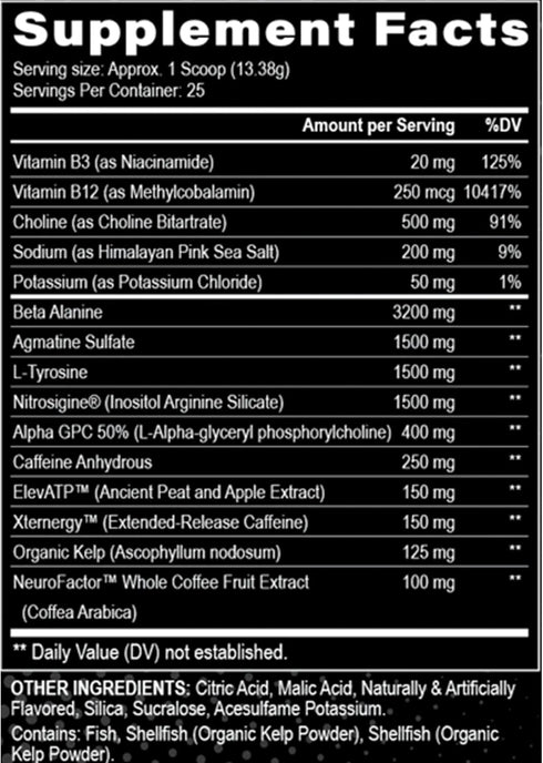 Black Magic Supply Villain High-Stim Nootropic Pre-Workout, Beta-Alanine, L-Tyrosine, & Caffeine, Pump & Focus, 25