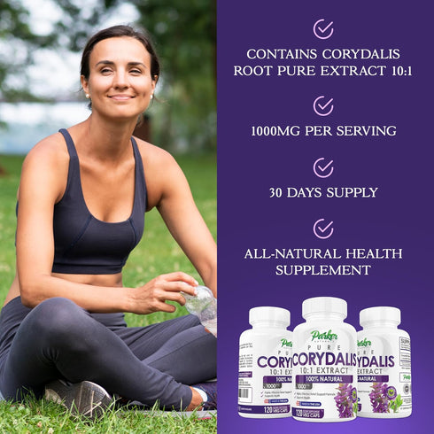 Pure Corydalis Natural Relief Extract, 1,000 Mg per Serving, 120 Capsules
