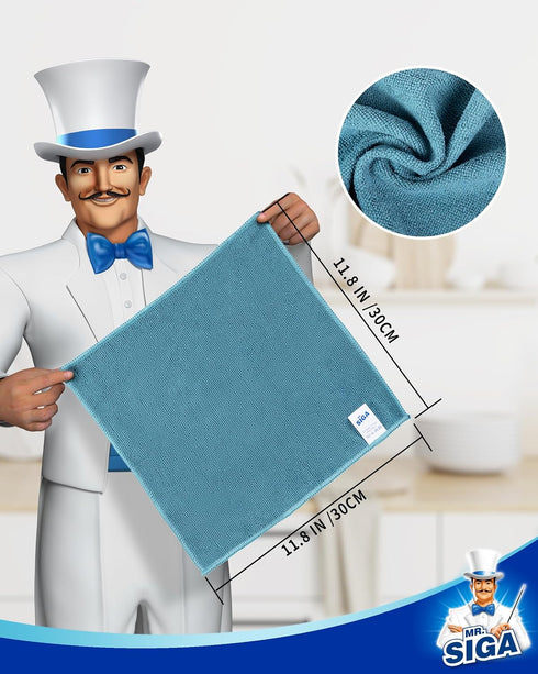 Pack 15, 30 30 cm(11.8 11.8 inch) MR.SIGA Microfiber Cleaning Cloth, All-Purpose Microfiber Towels, Streak Free