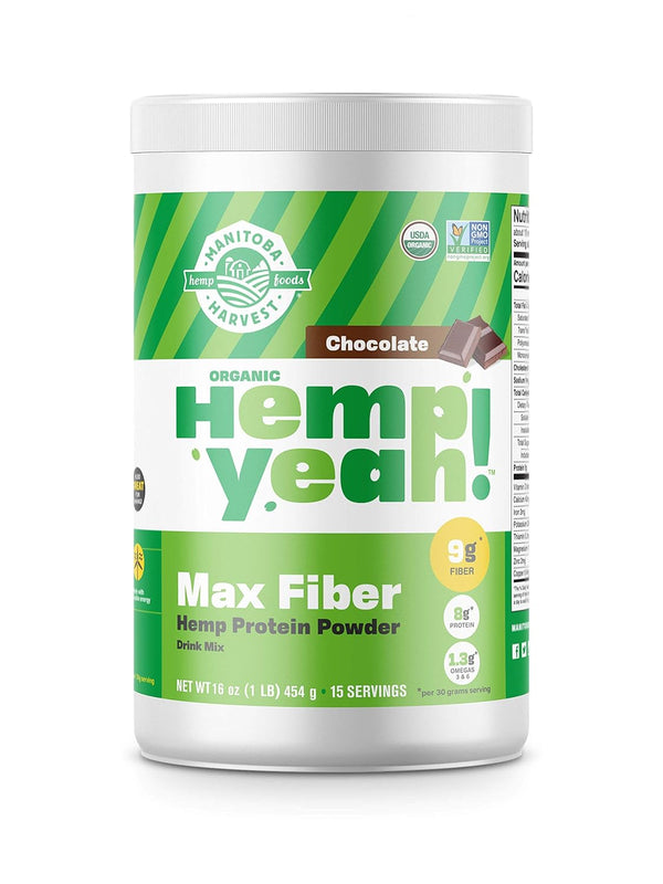 Manitoba Harvest Hemp Yeah! Organic Max Fiber Protein Powder, Chocolate, 16 Ounce
