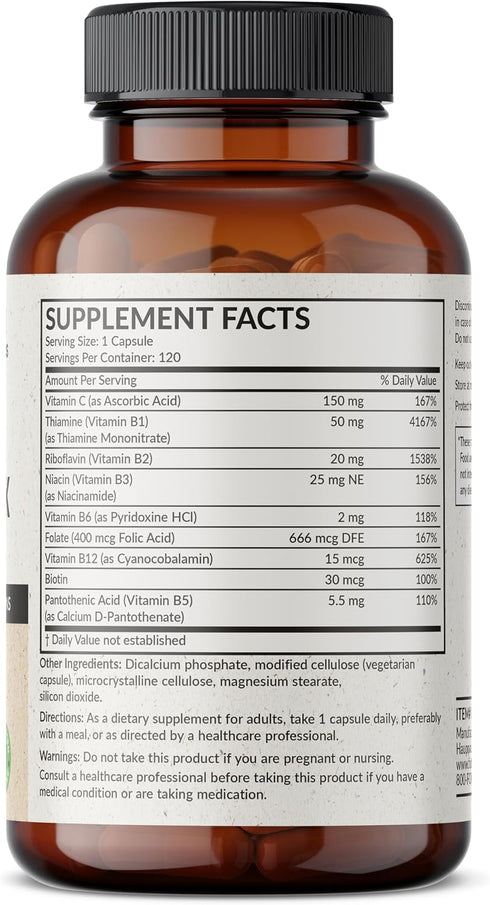 Immune 120 Futurebiotics Vitamin B Complex with Vitamin C Supports Energy Production, Nervous System & Support