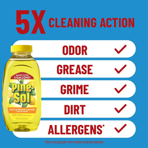 Pine-Sol 6 Pack, 5 10.75 oz. Multi Surface Cleaner, Concentrated Multi Purpose Cleaner and Degreaser for Kitchen