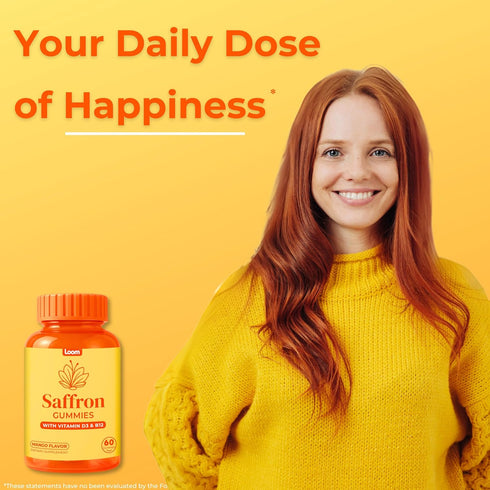 Gummies D3 B12 60 Count (60 Count, Loom Saffron with Vitamin & Natural Mood & Energy Support for Emotional Balance