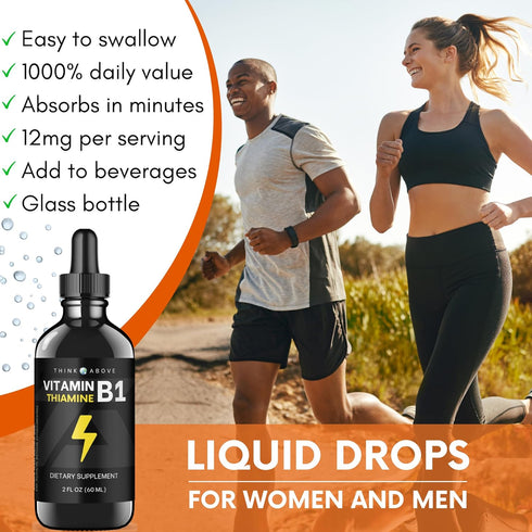 Vitamin B1 Thiamine Mononitrate - Liquid Drops Supplement (2 oz)