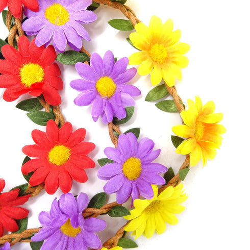 Honbay 5PCS Daisy Flower Headband, Bohemian Flower Crown with Elastic Ribbon