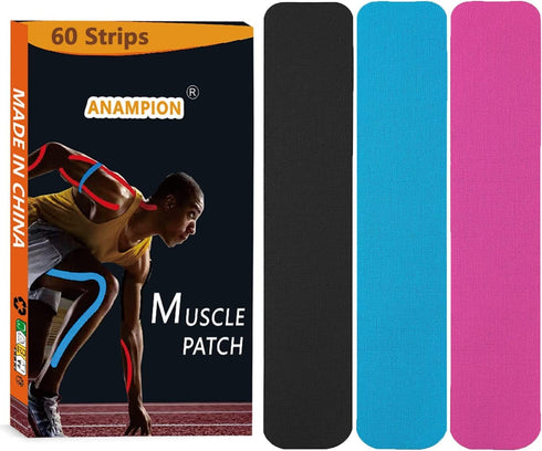 Kinesiology Tape Pro Sports (60 Precut Strips) for Pain Relief in Muscles & Joints, Waterproof Athletic Tape
