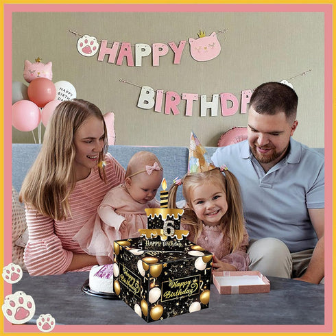 Rxwstt Birthday Money Box for Cash Gift, Pull Out Explosion Surprise Box, Money Roll Cake Pull Out Kit with Cards