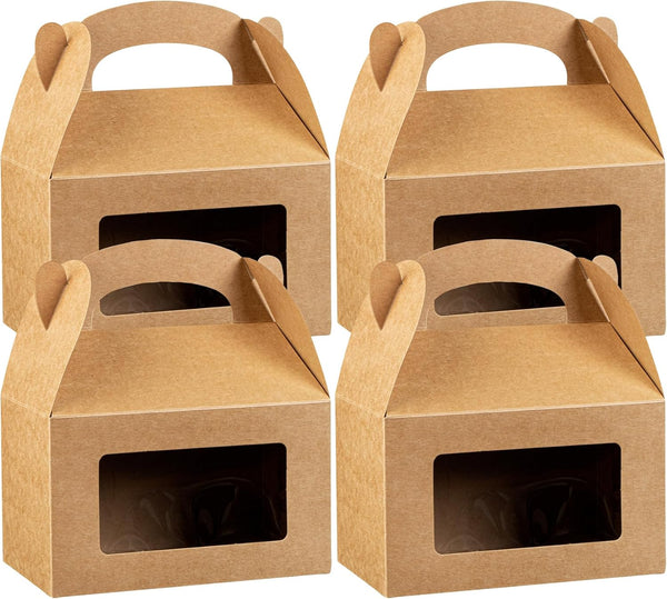 Bio Tek 6 x 3.5 x 3.5 Inch Gable Boxes for Party Favors, 25 Attractive Gift Boxes with Clear PET Window.