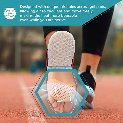 Metatarsal Foot Pads - 4 Pack Soft Gel Reusable Breathable Sleeve Pads for Pain Relief, Foot Cushions