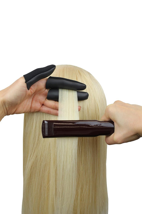 Jatai Heat Shield Professional High Heat Resistant Finger Protection Guards for Curling Irons, 3pc (Small/Medium, Black)